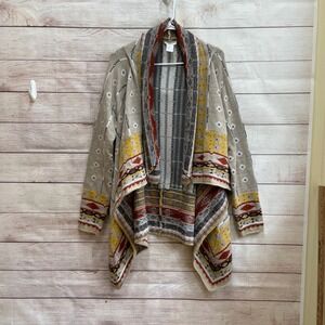 ANTHROPOLOGIE FREEWAY AZTEC PRINT OPEN FRONT‎ SWEATER